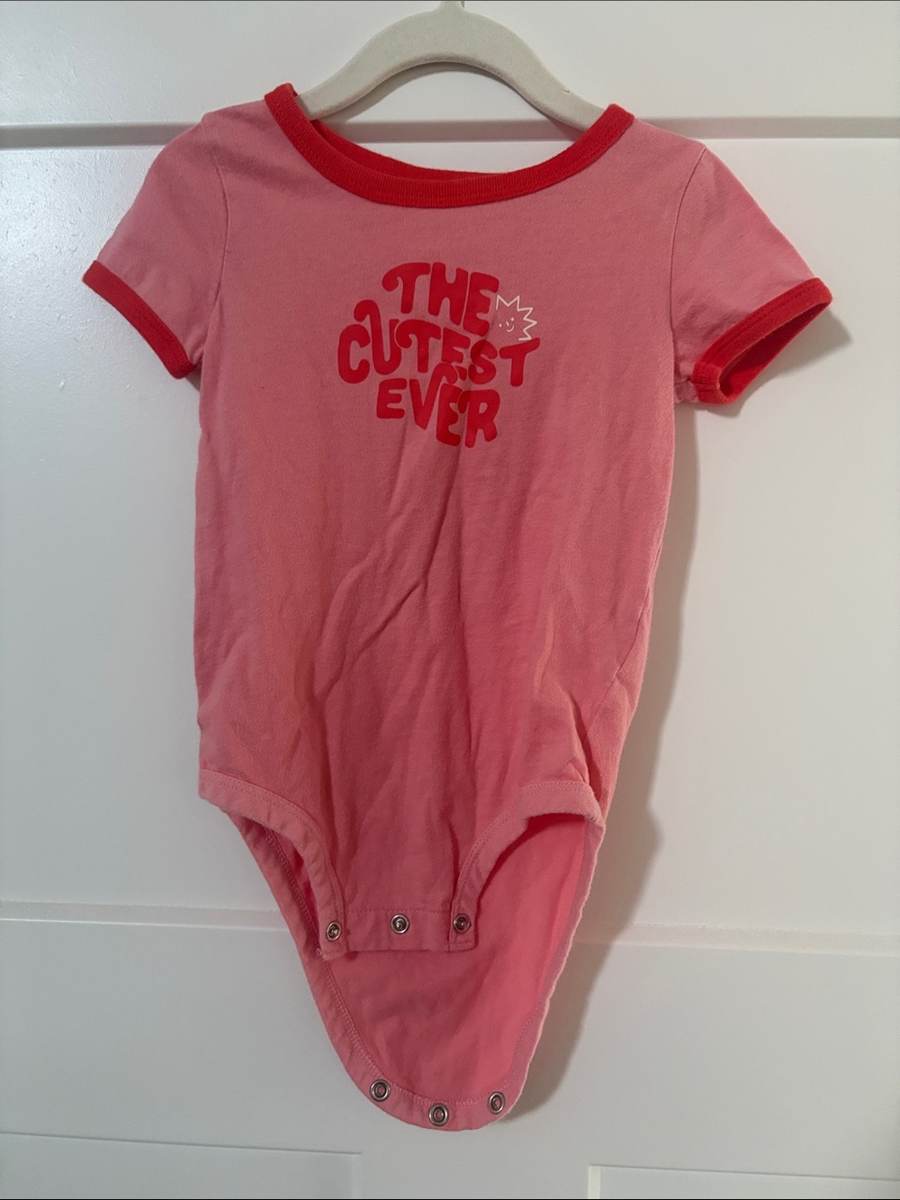 Carter’s Baby Girl Pink Short-Sleeve One-Piece Bodysuit - "The Cutest Ever" 24M